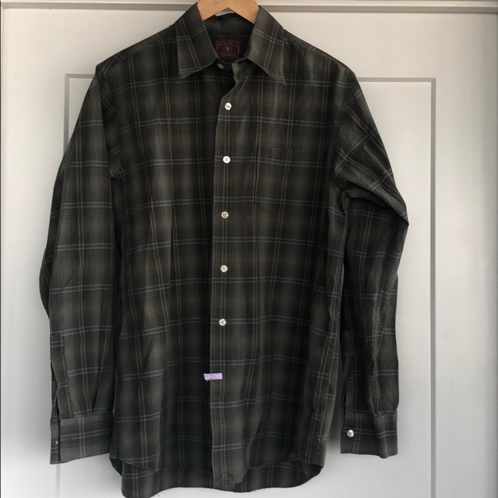 Green plaid button down